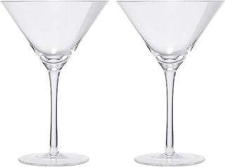 Crystal Martini Glass Set Of 2 10OZ Classic Luxury Cocktail With Bar Spoon Olive Picks Premium Hand