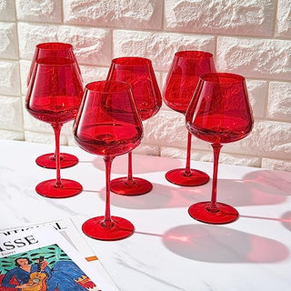Colored Crystal Wine Glass Set Of 6 Gift For Hosting Her Wife Mom Friend Large 20 Oz Glasses Unique
