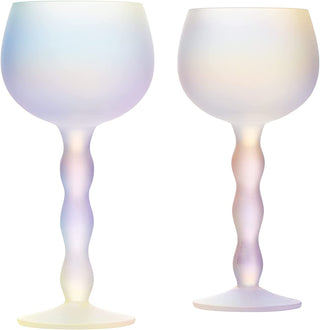 Iridescent Squiggle Stemmed Wine Glasses Set Of 2 By Elegant Squiggly Curvy Glasswar