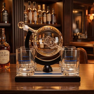Police Officer Whiskey Decanter Set with 4 Glasses - First Responder Gift