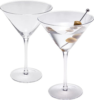 Crystal Martini Glass Set Of 2 10OZ Classic Luxury Cocktail With Bar Spoon Olive Picks Premium Hand