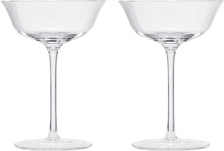 Vintage Crystal Coupe Glasses Set Of 2 Clear Radiance Champagne Martini Cocktails Hand Blown Classy