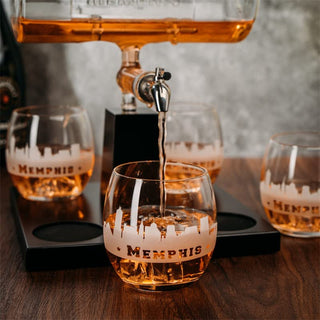 Memphis City Of Blues Wine Whiskey Decanter Set 1100ML By With 4 Whiskey Glasses Dri