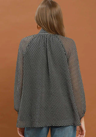 Timeless Dot Tie Neck Blouse