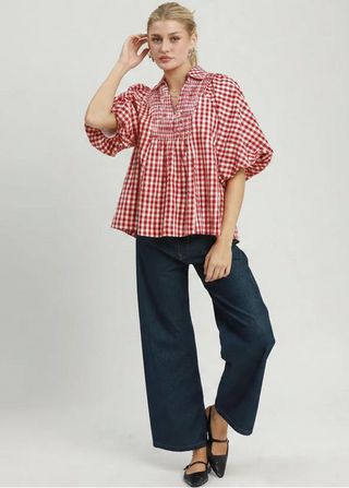 Picnic Day Gingham Smocked Top