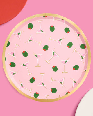 Dirty Martini Paper Plates | Pink Cocktail Party Decor