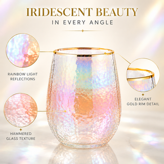 Lustered Iridescent Stemless Wine Glasses Premium Barware Gift