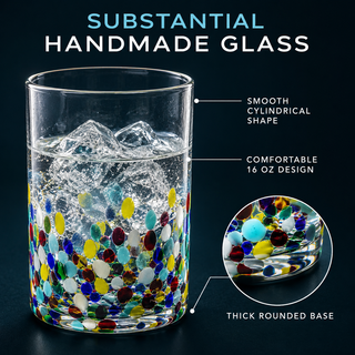 Hand Blown Mexican Drinking Glasses Premium Barware Gift Elegant Drinkware Collection