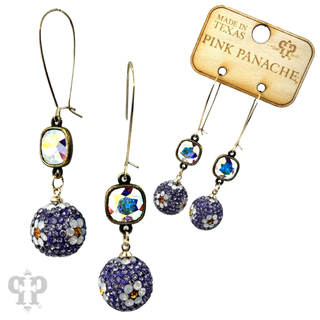 Crystal mesh floral pattern dangle earring with Austrian crystal - LC