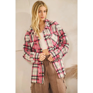 The Bubblegum Edge Plaid Shacket