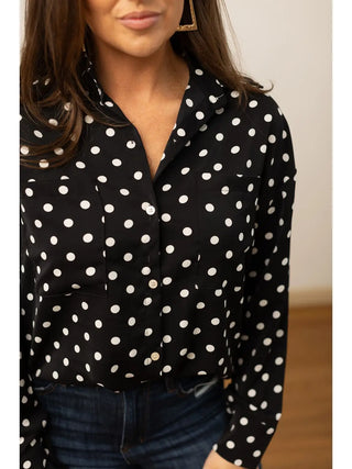 Kathryn Classic Button-Up, Polka-Dot