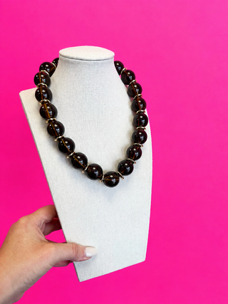 Statement Ball Necklace - Brown