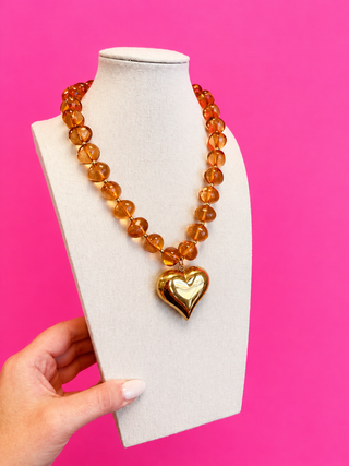Bauble Bead Necklace - Honey - Heart