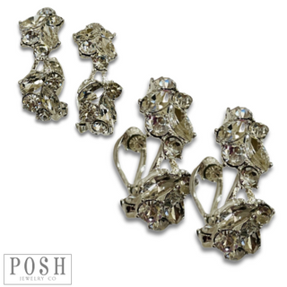 Rhinestone flower hoop earring - LC