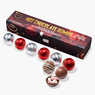 Hot Chocolate Bombs Set Of 6 2 Flavors White Red Swirl Design Caramel Fudge Brownie Candy Chocolates