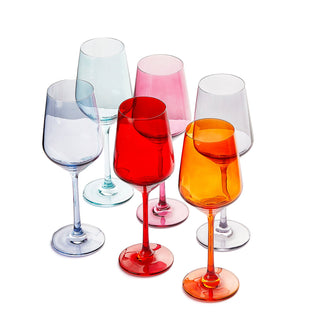 Colored New Wine Glass Set Large 12 Oz Glasses Set Of 6 Unique Italian Style Tall Stemmed For White