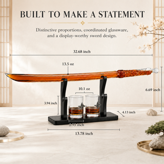 Samurai Sword Large Whiskey Wine Decanter 13 5OZ Liquor With 2 Ninja Star 10OZ Glasses Scotch Bourbo
