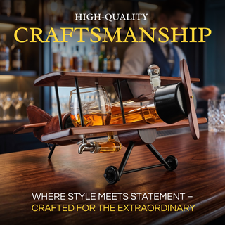 Whiskey Decanter Airplane Set Premium Barware Gift Elegant Drinkware Collection
