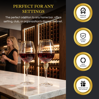 Large Diamond Wine Glasses With Gold Rim Premium Barware Gift