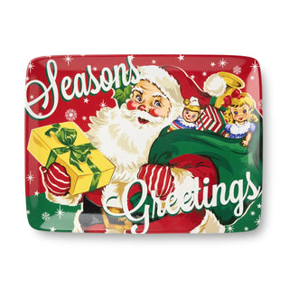 Santa's Retro Christmas Rectangular Platter 16in X 12in
