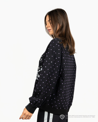 QOS Licensed Black Scattered Rhinestone 'There's a Little Witch In All Of Us' Sweatshirt