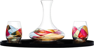 Artisanal Hand Painted Stemless Rennesance Romantic Stain Glassed Windows Wine Glasses By The Wine S