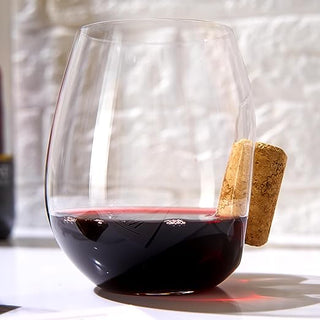 Corked Stemless Wine Glasses Single Stuck In The Glass Wine Cork Cocktail Glassware Enthusiast Gift