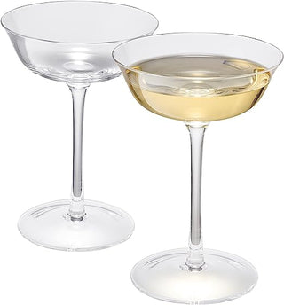 Vintage Crystal Coupe Glasses Set Of 2 Clear Radiance Champagne Martini Cocktails Hand Blown Classy