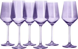 Set Of 6 Colored Wine Glasses 12 Oz Hand Blown Italian Style Crystal Bordeaux Wine Glasses Premium S