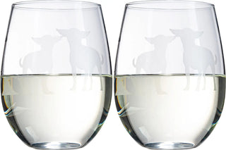 Chihuahua Stemless Wine Glasses Set Of 2 By Dog Lover Glass Gifts For Mom Dad Sister
