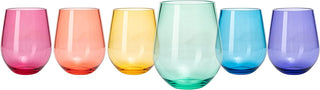 Unbreakable Colored Stemless Wine Glasses Italian Style Shape Shatterproof Tritan Bpa Free Plast