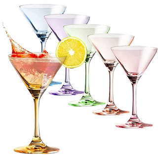 Colored Coupe Glasses Set Of 6 7 Oz Classic Cocktail Glassware For Champagne Martini Manhattan Cosmo