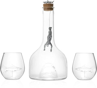Shark Whiskey Decanter Set By 1000ML Shark Decanter With 2 10OZ Shark Glasses Shark