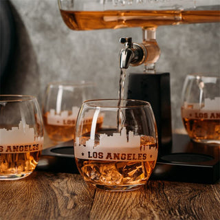 Los Angeles City Of Dreams Wine Whiskey Decanter Set 1100ML By With 4 Whiskey Glasse