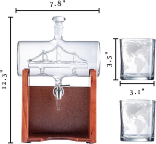 Whiskey Wine Decanter Set 1250ML With 2 Whiskey Glasses Liquor Dispenser For Home Bar Ship Whiskey
