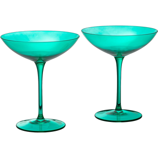 Teal Champagne Colored Coupe Glasses Set Of 2 By Elegant Mimosa Bar Glasses Ideal Fo