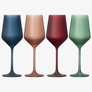 Frosted Colored Crystal Wine Glass Set Of 4 Italian Style Tall Drinkware