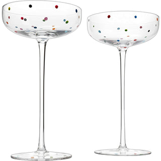 Polka Dot Champagne Coupe Glasses Set Of 2 12 Oz By Polka Dot Rainbow Colored Glasse