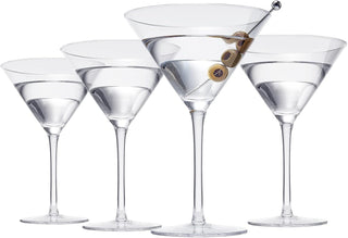Crystal Martini Glass Set Of 4 10OZ Classic Luxury Cocktail With Bar Spoon Olive Picks Premium Hand