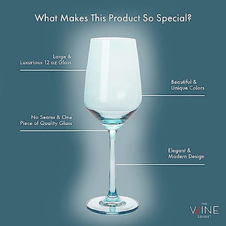 Colored Wine Glass Set 12 Oz Glasses Set Of 6 Unique Italian Style Tall Stemmed For White Red Wine W