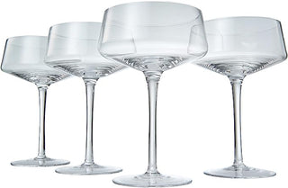 Luxury Martini Glass Set Of 4 10OZ Crystal Luxury Martini With Silver Spoon Premium Hand Blown Class