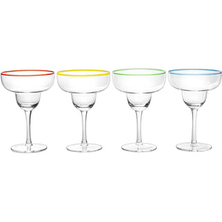 Margarita Cocktail Glasses Party Colored Rims Cocktail Glasses 12OZ Set Of 4 By Fies