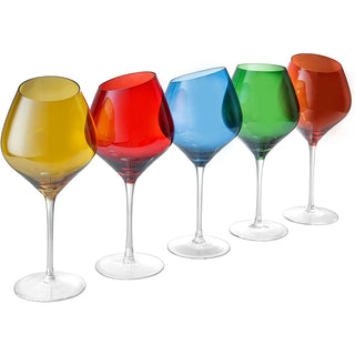 Slanted Rim Colored Wine Glasses By Set Of 5 Stylish And Slant Rim Wine Glasses For