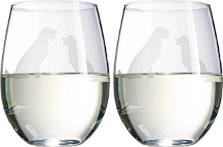 Golden Retriever Stemless Wine Glasses Set Of 2 By Dog Lover Glass Gifts For Mom Dad