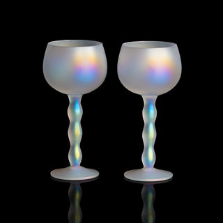 Iridescent Squiggle Stemmed Wine Glasses Set Of 2 By Elegant Squiggly Curvy Glasswar
