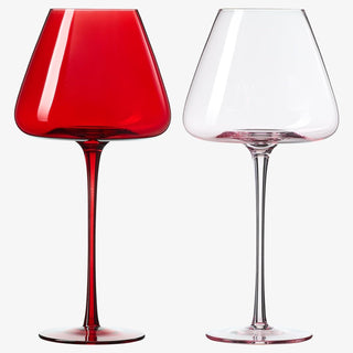 Valentines Colored Red Pink Crystal Wine Glasses 2 Set Italian Style Tall