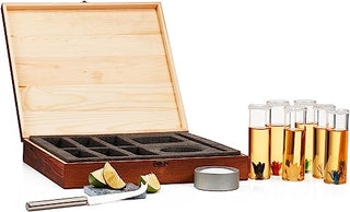 Tequila Shot Glass Salt Gift Set For Men Women Six Agave Shot Glasses Knife For Limes One Skull Coas