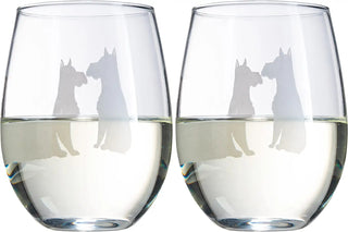 Schnauzer Stemless Wine Glasses Set Of 2 By Dog Lover Glass Gifts For Mom Dad Sister