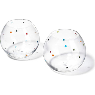 Polka Dot Set Of 2 Stemless Bubble Wine Glasses 16 Oz By Polka Dot Rainbow Glasses C