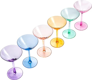 Colored Coupe Glasses Set Of 6 12 Oz Classic Cocktail Glassware For Champagne Martini Manhattan Cosm